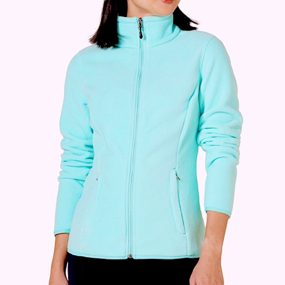NWT Amazon Essentials Women's Aqua Blue Full Zip Polar Fleece Jacket XS